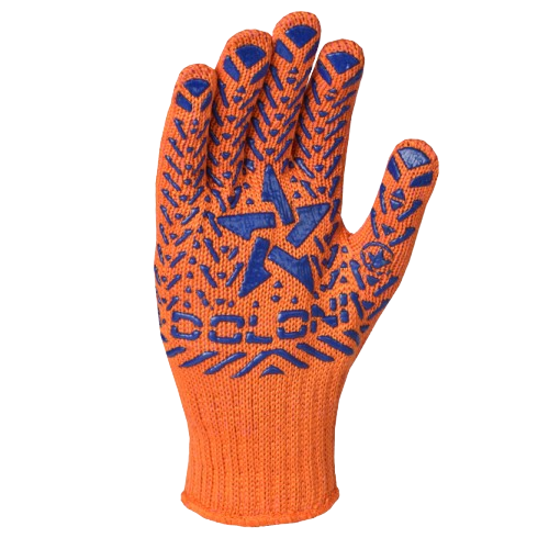 Рукавички 564 трикотаж 280 текс з малюнком ПВХ Зірка клас 7 помаранч ДКГ