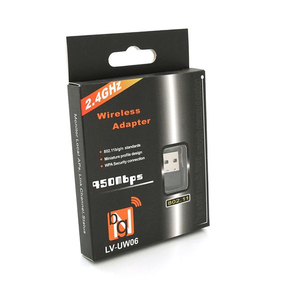 Бездротовий мережевий адаптер  Wi-Fi-USB Merlion CL-UW06, RT7601, 802.11bgn, 150MB, 2.4 GHz, WIN7 / XP / Vista / 2K / MAC / LINUX, | Зображення 1