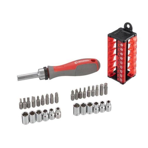 Викрутка з храповим механізмом та комплектом насадок, 31 од. INTERTOOL VT-3374 | Зображення 4