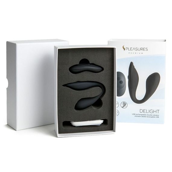 Двойной вибратор S Pleasures Premium Delight, черный, для клитора и точки G, 10 режимов | Зображення 2