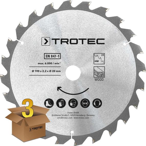 Диск пиляльний Trotec 190х20х2,2 HW24 Wood (3 шт) (6215001330) | Зображення 1