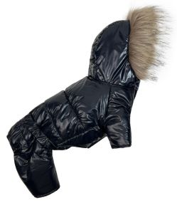 Зимовий комбінезон лакований синiй A-73