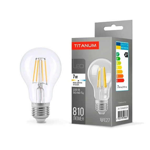 Світлодіодна лампа TITANUM  Filament A60 7W E27 4100K