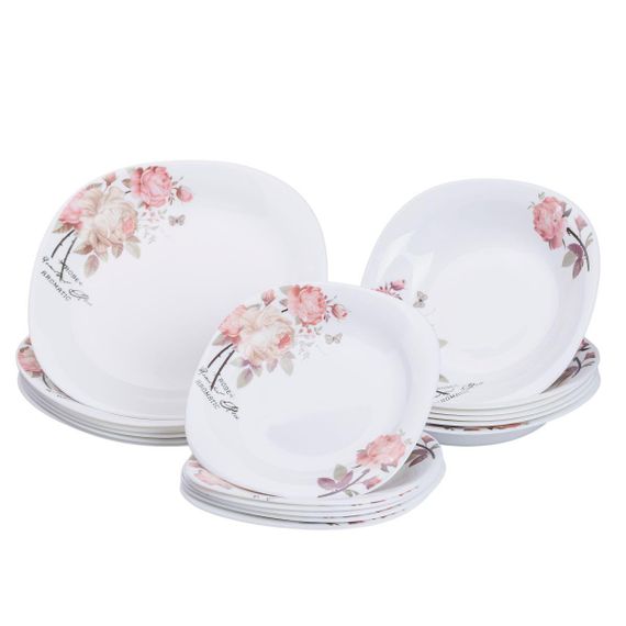 Столовый сервиз фарфоровый на 6 персон 18 тарелок белый HP-7-714