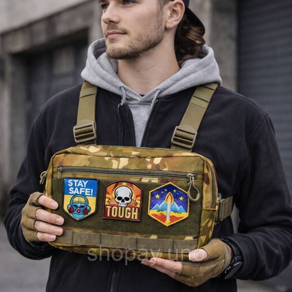 Тактична нагрудна сумка Multicam Cordura 1000D з MOLLE та патч-панеллю, 5 кишень, 30×20×8 см | Зображення 7
