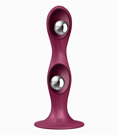 Фалоімітатор вагінально-анальний з обтяженими кульками Satisfyer Double Ball-R, бордовий sexstyle | Зображення 2
