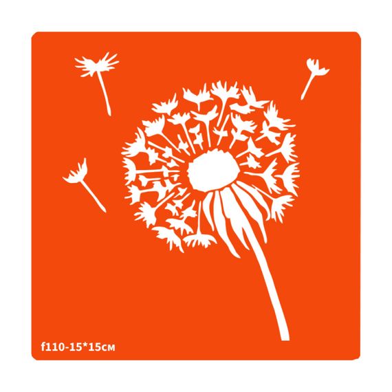 Трафарет для био-тату Одуванчик f110-15*15см, размер 15х15см