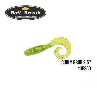 Силиконовая приманка, Съедобный силикон Bait Breath Curly Grub 2,5" (12шт) (Ur200 Chartreuse)