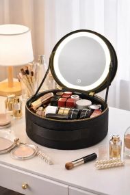 Косметичка-органайзер с LED зеркалом, 29х28х11 см/Дорожная косметичка