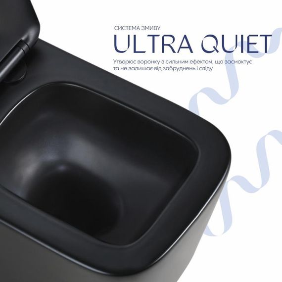 Унітаз підвісний Qtap Crow Ultra Quiet 485×340×290 мм, Matt Black, з сидінням Slim Duroplast/ Soft-close/ Quick Release | Зображення 4
