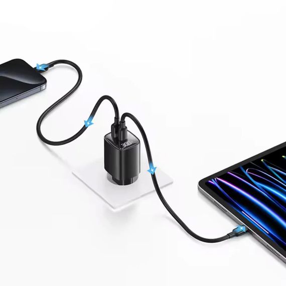 СЗУ Usams US-CC229 GaN Digital Display XC Ser. 30W (1USB-A/1C) Black | Зображення 2