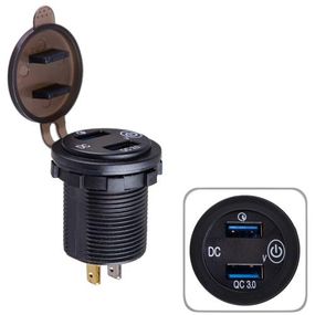 Автомобільний зарядний пристрій 2 USB 12-24V урізне в планку + вольтметр з вимикачем
