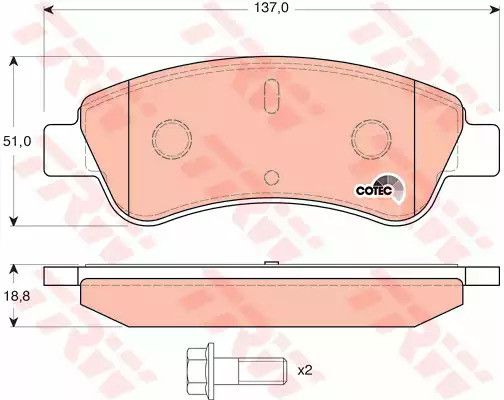 Гальмівні колодки дискові CITROEN C3, C4, DS3 PEUGEOT 206, 207 передн. , TRW (GDB1463)