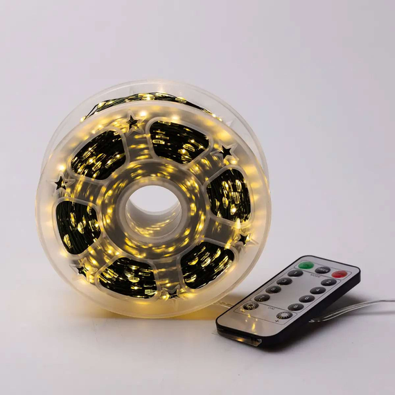 Новорічна гірлянда кімнатна Роса з пультом 200 м 2000 LED зелений провід Жовте сяйво 2000L200MGY | Зображення 8