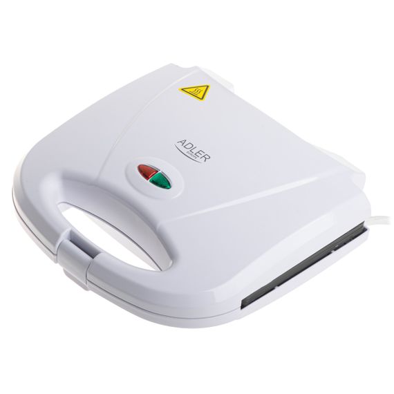 Электрогриль контактный Adler AD 3072, 1200 Вт, антипригарные пластины, белый | Зображення 1