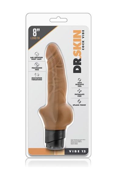 Вібромасажер Dr. SKIN COCK VIBE 12 MOCHA, Телесный | Зображення 1