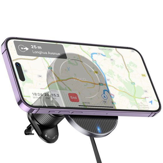 Автотримач з БЗП Hoco HW12 Guardian magnetic (air outlet) Black / Gray | Зображення 1