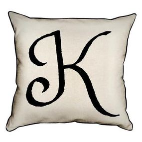 Подушка з мішковини Английская буква K 45x45 см (45PHB_ABC022_WH)