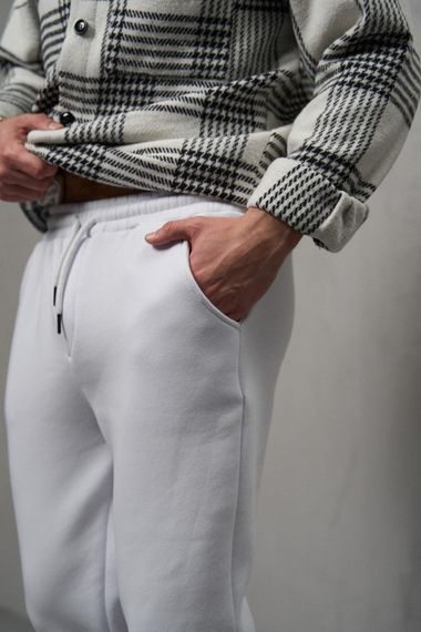 Штани "Fleece" тринитка білі | Зображення 5