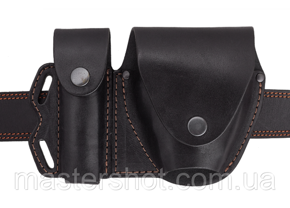 Чохол подвійний під магазин ПМ  наручники чохол для наручників подсумок для магазину ПМ шкіряний чорний