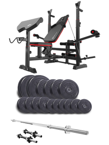 Набір Elitum Titan 68кг з лавою HS-1075 Pro, штангою та гантелями