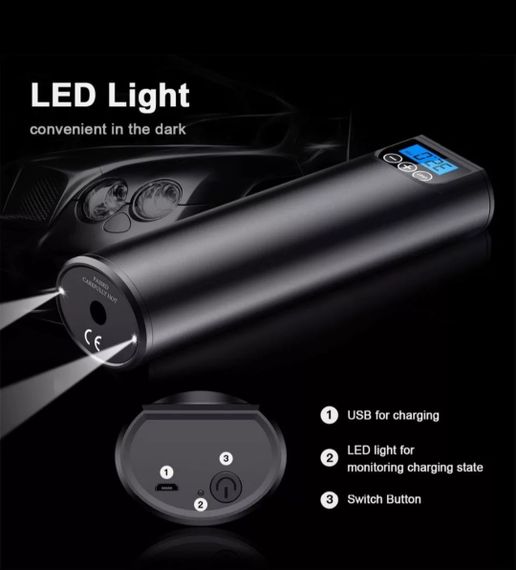 Насос для автомобіля, велосипеда безпровідний на акамуляторі | Зображення 5