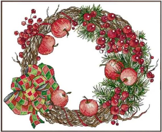 Набір для вишивання за нанесеною на канву схемою "Garland-Christmas App". AIDA 14CT printed, 43*36см