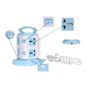 Мережевий фільтр вертикальний 8 розеток 2м шнур Біло-блакитний