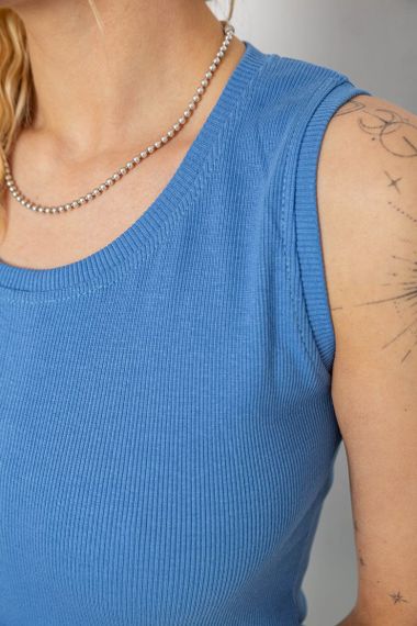 Майка женская в рубчик, цвет джинс, 238R117 | Зображення 4