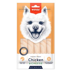 Рідкі ласощі для собак з куркою та сиром Wanpy Creamy Lickable Treat Chicken&Cheese 14 гр х 5 шт