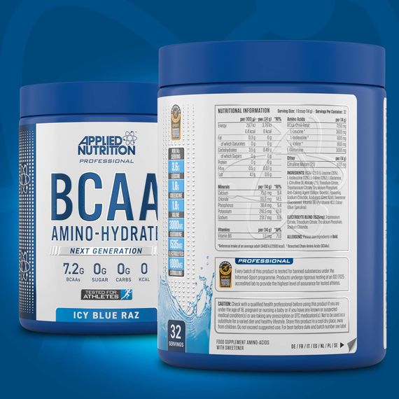 Комплекс амінокислот Applied Nutrition BCAA Powder Amino Hydrate (450g - 32 Servings) (ICY Blue Raz) | Зображення 1
