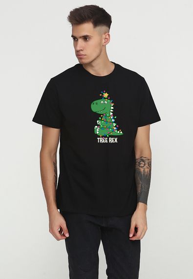 Футболка чоловіча чорна з принтом "Tree Rex", XL