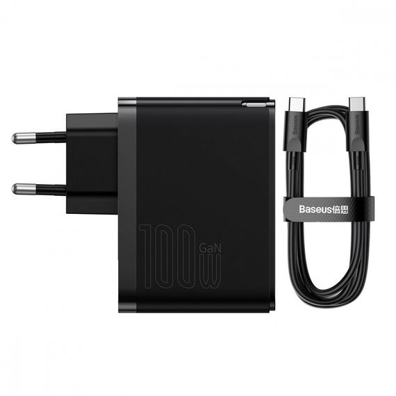 МЗП Baseus GaN5 Pro 100W (Type-C + USB) + Кабель Type-C + Type-C | Зображення 5