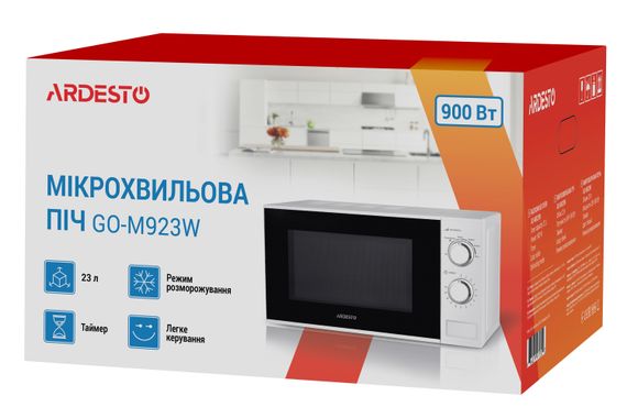Микроволновая печь Ardesto GO-M923W 23л/900Вт/мех.управление/белая (GO-M923W) | Зображення 1