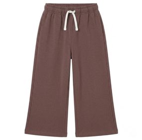 Дитячі теплі широкі спортивні штани для дівчинки Green Cotton 116 см Коричневі (251112121)