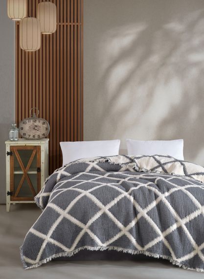 Муслиновое покрывало Moss Ivory Muslin 230 х 250 см. Lacivert