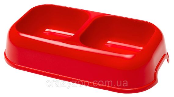 Миска для собак Ferplast Party 18 подвійна пластикова червона 31.5x18х6.6 см 2x600 мл 71118099