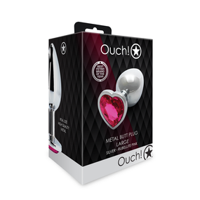 Анальна пробка - Ouch! Metal Butt Plug Large Silver/Rubellite Pink Sex Aura
