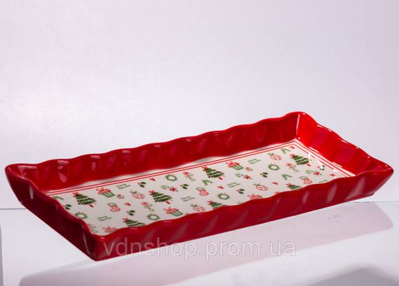 Сервірувальне новорічне блюдо для закусок Merry Christmas 36,5×13×3 (см) з порцеляни CR-1-16 | Зображення 2