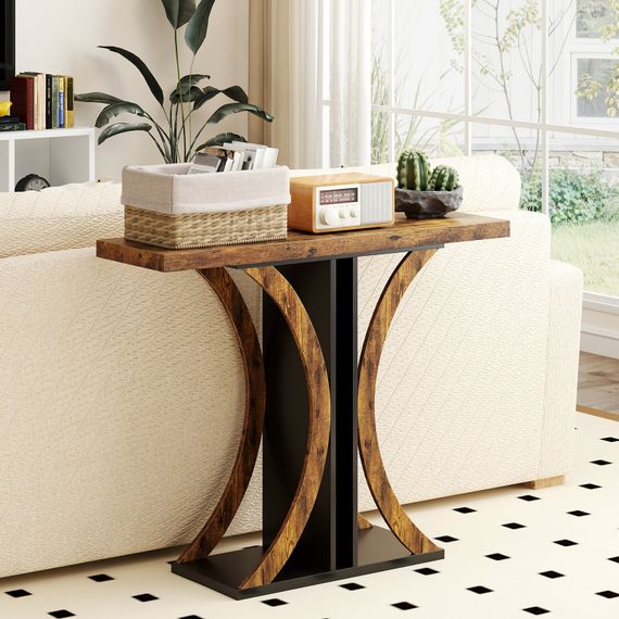 Стіл-консоль Costway SlimConsole у передпокій лофт коричневий | Зображення 5