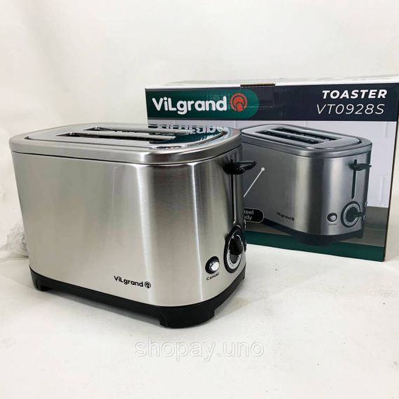 Тостер с поддоном для сбора крошек ViLgrand VT0928S 950 Вт, Электрический тостер на 2 отделения VP-85 | Зображення 2