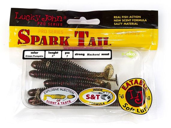 Виброхвосты съедоб. искусст. LJ Лаки Джон Pro Series Spark Tail 3,0in (07,60)/PA03 7шт. | Зображення 1