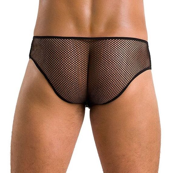 Чоловічі труси зі шнурівкою Passion 035 SLIP RICHARD L/XL Black, екошкіра, сітка | Зображення 1