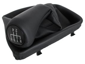 BMW 3 E46 (98-05) ручка КПП переключение передач 5 ступка черная искусственная кожа + чехол с рамкой, БМВ 3 е4