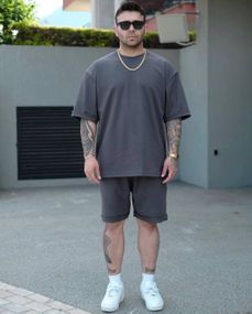 Чоловічий літній спортивний костюм із шортами та футболкою колір сірий, розмір 50/52 PP057