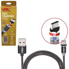 Кабель магнітний VOIN MC-2301C BK USB - Type C 2,4А, 1m, black (тільки зарядка)