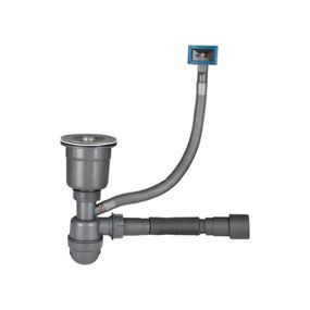 Сифон LK16 для кухонної мийки Bruch PVD, випуск 115 мм колбовий з квадратним переливом Grey (вихід гофри 40/50 мм) Lidz