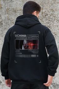 Утеплене зіп худі на флісі зіпер з принтом Uchiha Without Kane Black