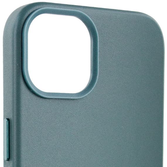 Шкіряний чохол Leather Case (AA Plus) with MagSafe для Apple iPhone 14 (6.1") Pine green | Зображення 2