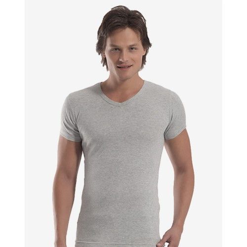 Футболка чоловіча c V-подібним вирізом. Модель 1062 OZTAS світло-сірий